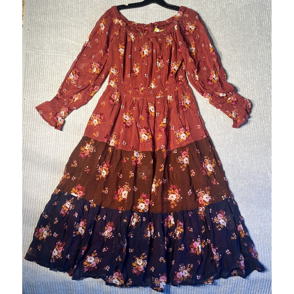 Anthropologie Midi Dress Women's S Off The‎ Shoulder Tiered Boho Broomstick New